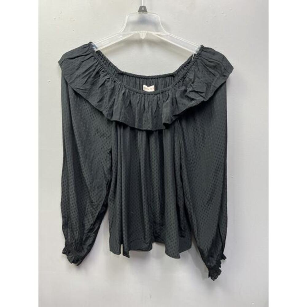Knox Rose Black Diamond Ruffled Off Shoulder Blouse Womens size‎ small NEW